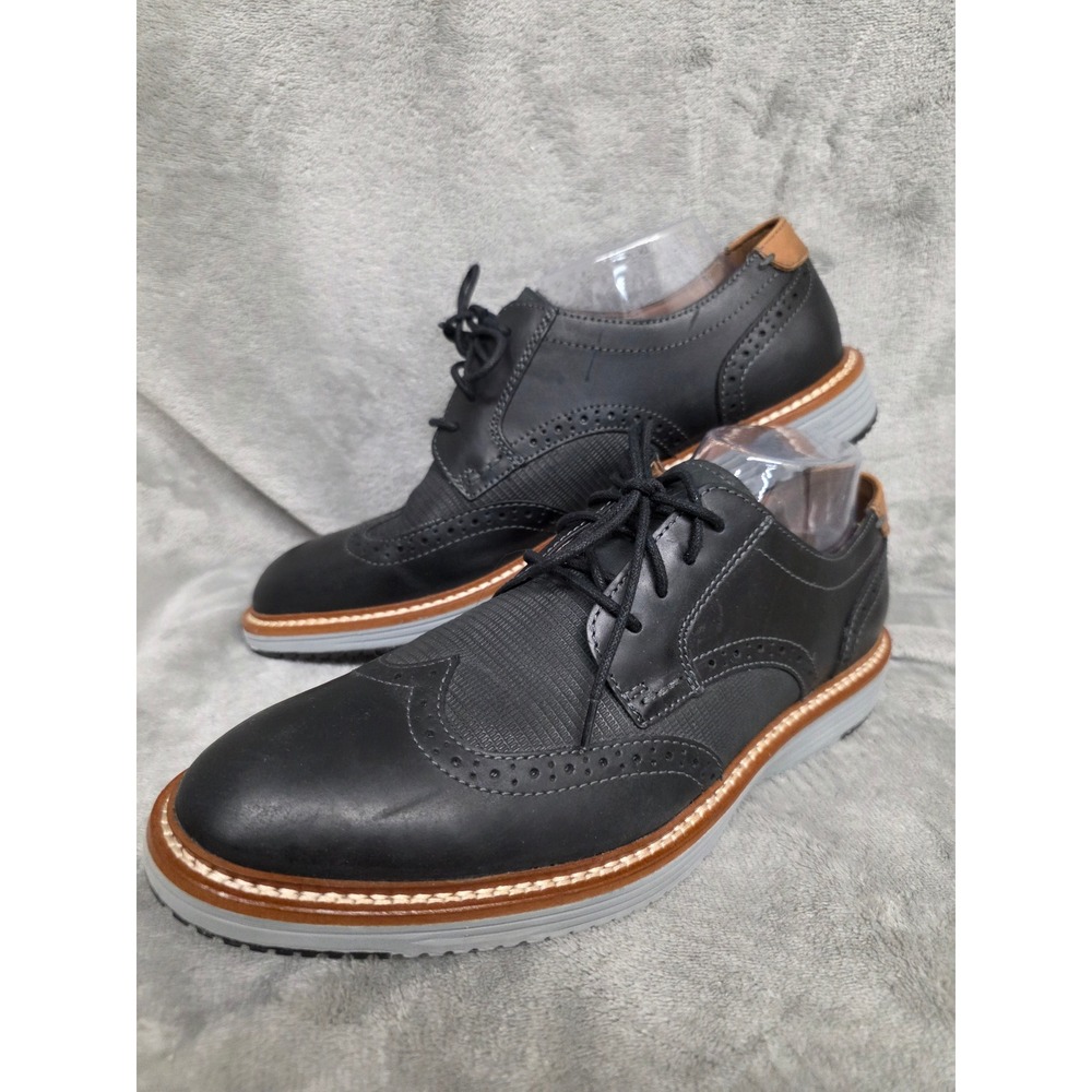 Johnston & Murphy XC4 Mens Black Leather Wingtip Oxford Shoes 59-4351 Size 10M